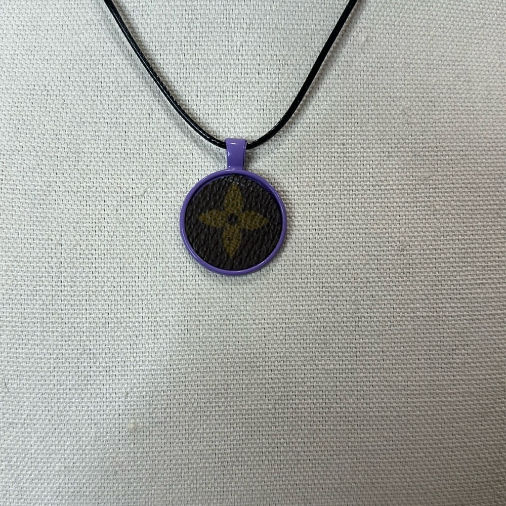 Necklace with upcycled Louis Vuitton monogram charm